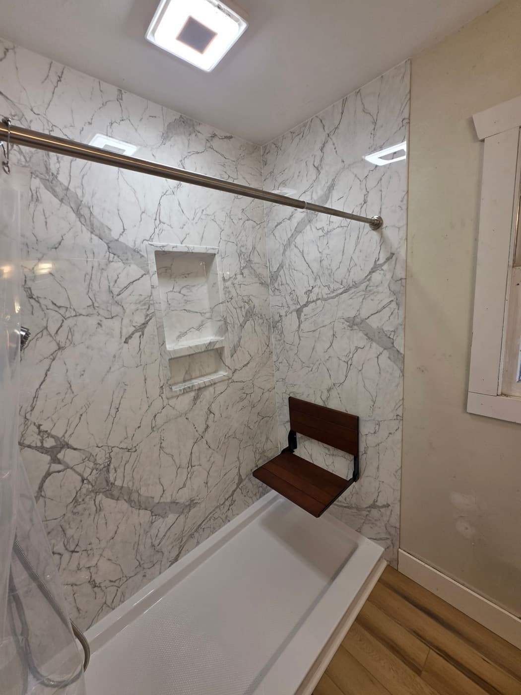 Tub & shower replacement in Spartanburg, SC — the finished bathroom after a one-day Patriot Showers install