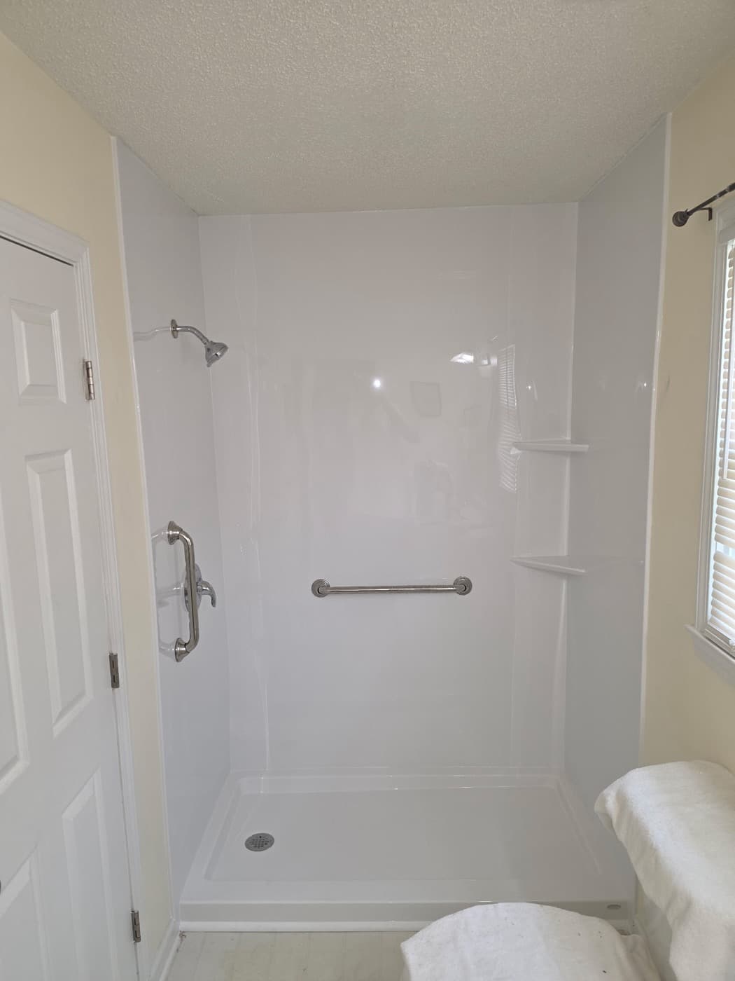 Tub-to-shower conversion in Anderson, SC — the finished bathroom after a one-day Patriot Showers install