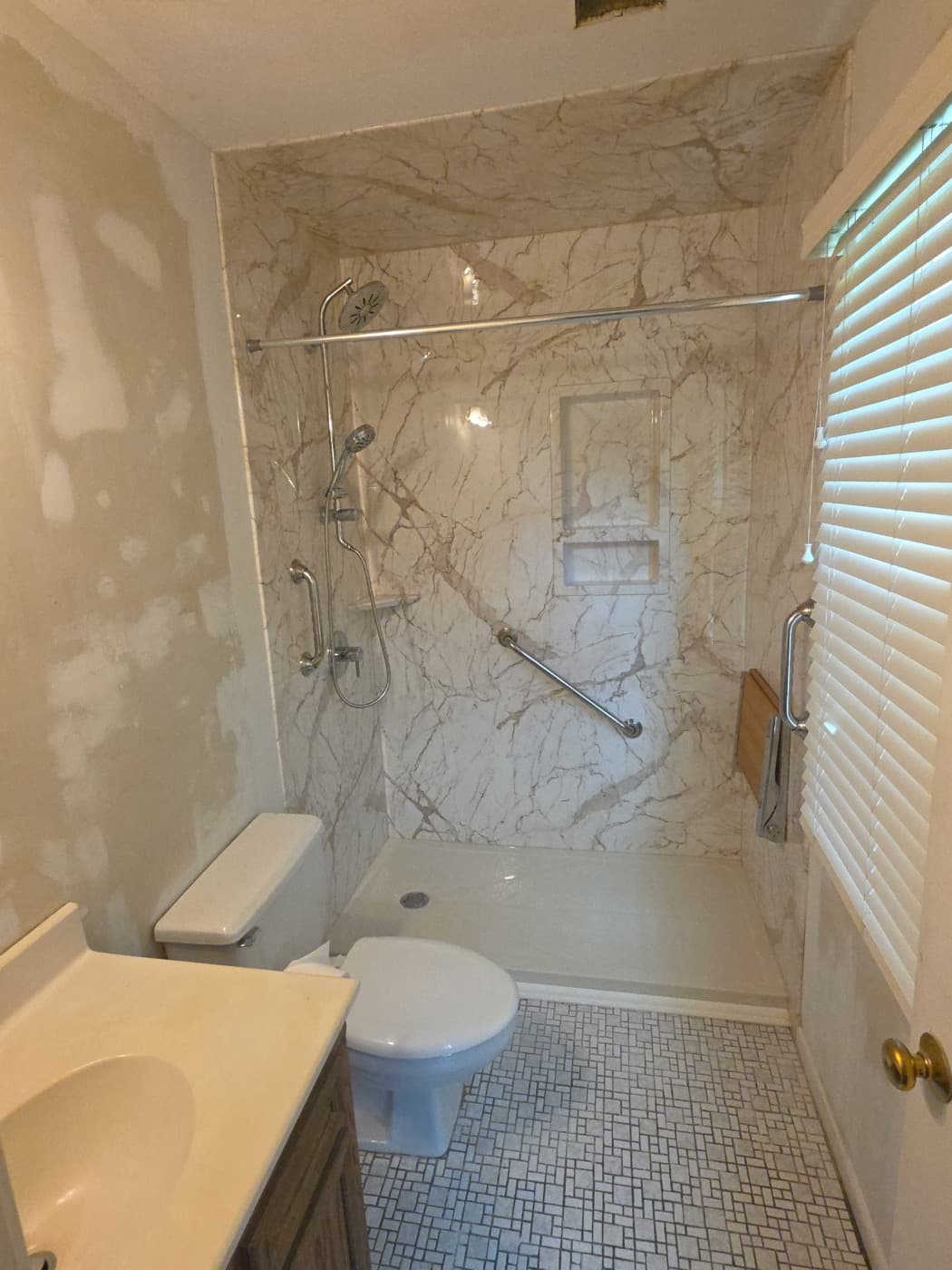 Tub-to-shower conversion in Boiling Springs, SC — the finished bathroom after a one-day Patriot Showers install