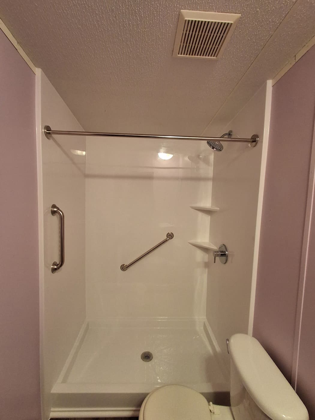Tub-to-shower conversion in Mauldin, SC — the finished bathroom after a one-day Patriot Showers install