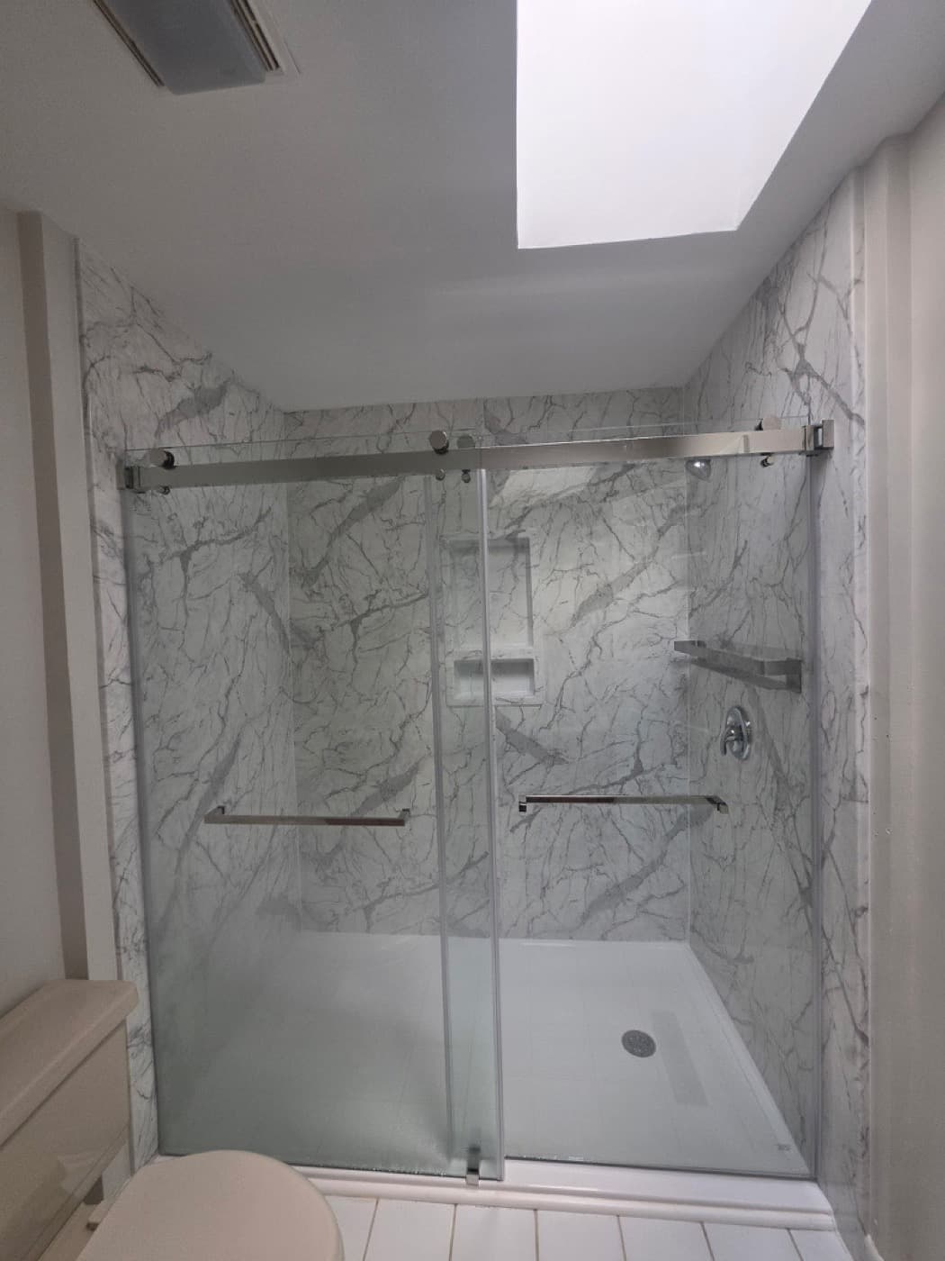 Tub-to-shower conversion in Mauldin, SC — the finished bathroom after a one-day Patriot Showers install