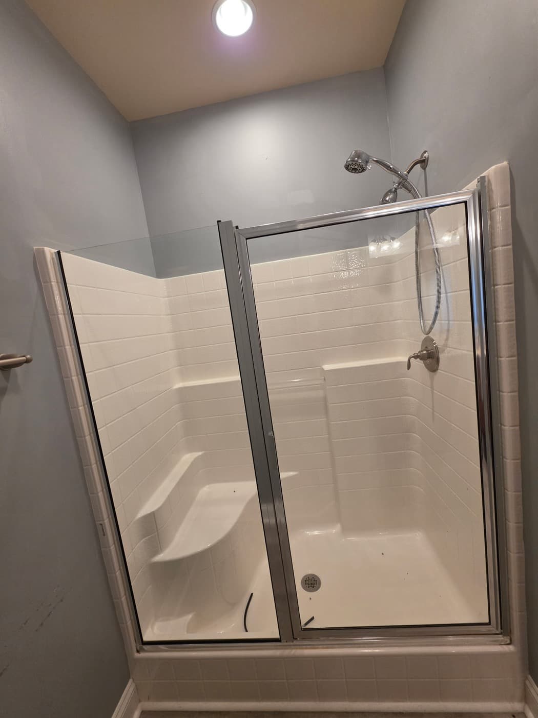 Walk-in shower remodel in Greenville, SC — the original bathroom before Patriot Showers started work