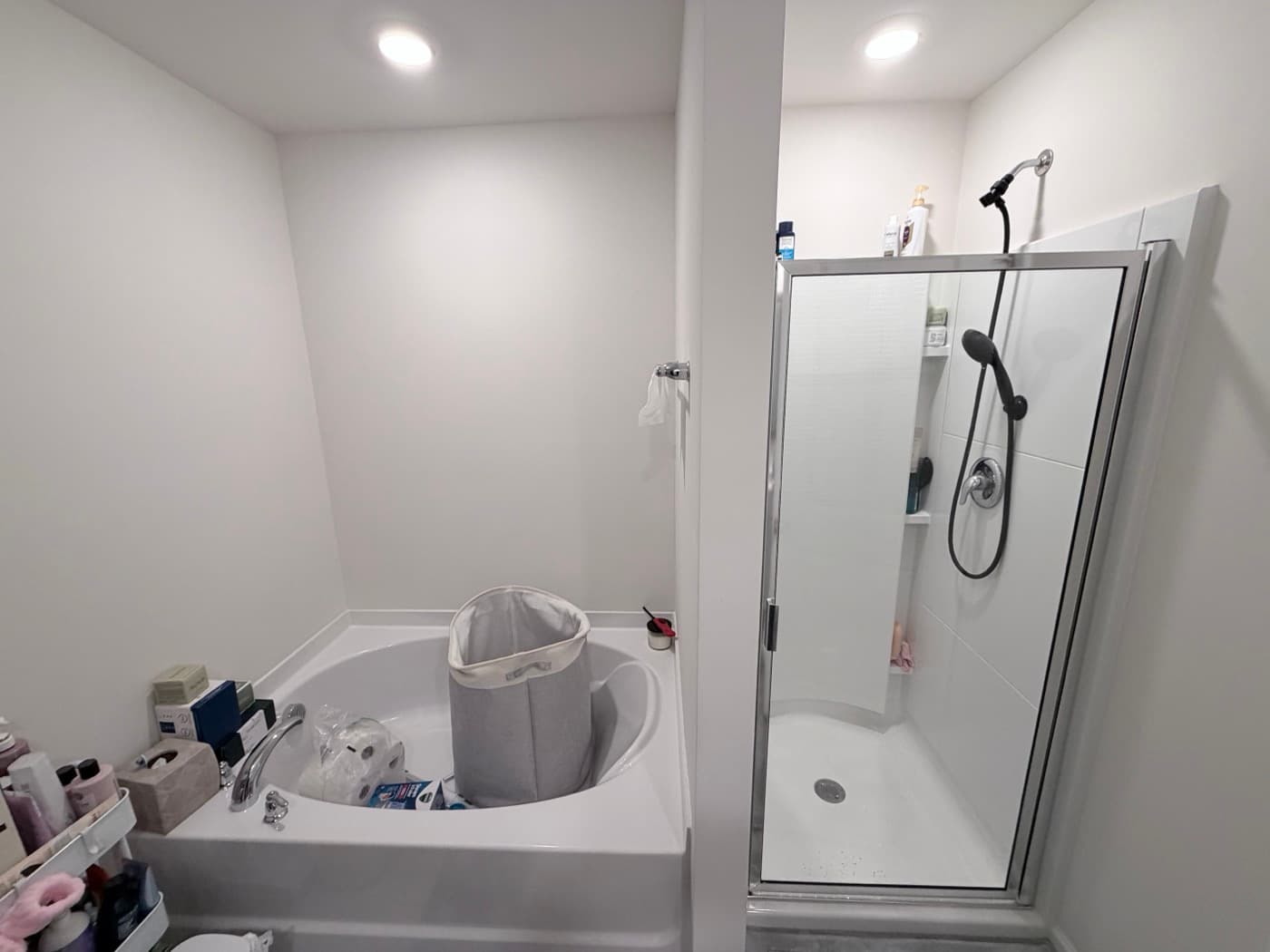 Walk-in shower remodel in Greer, SC — the original bathroom before Patriot Showers started work