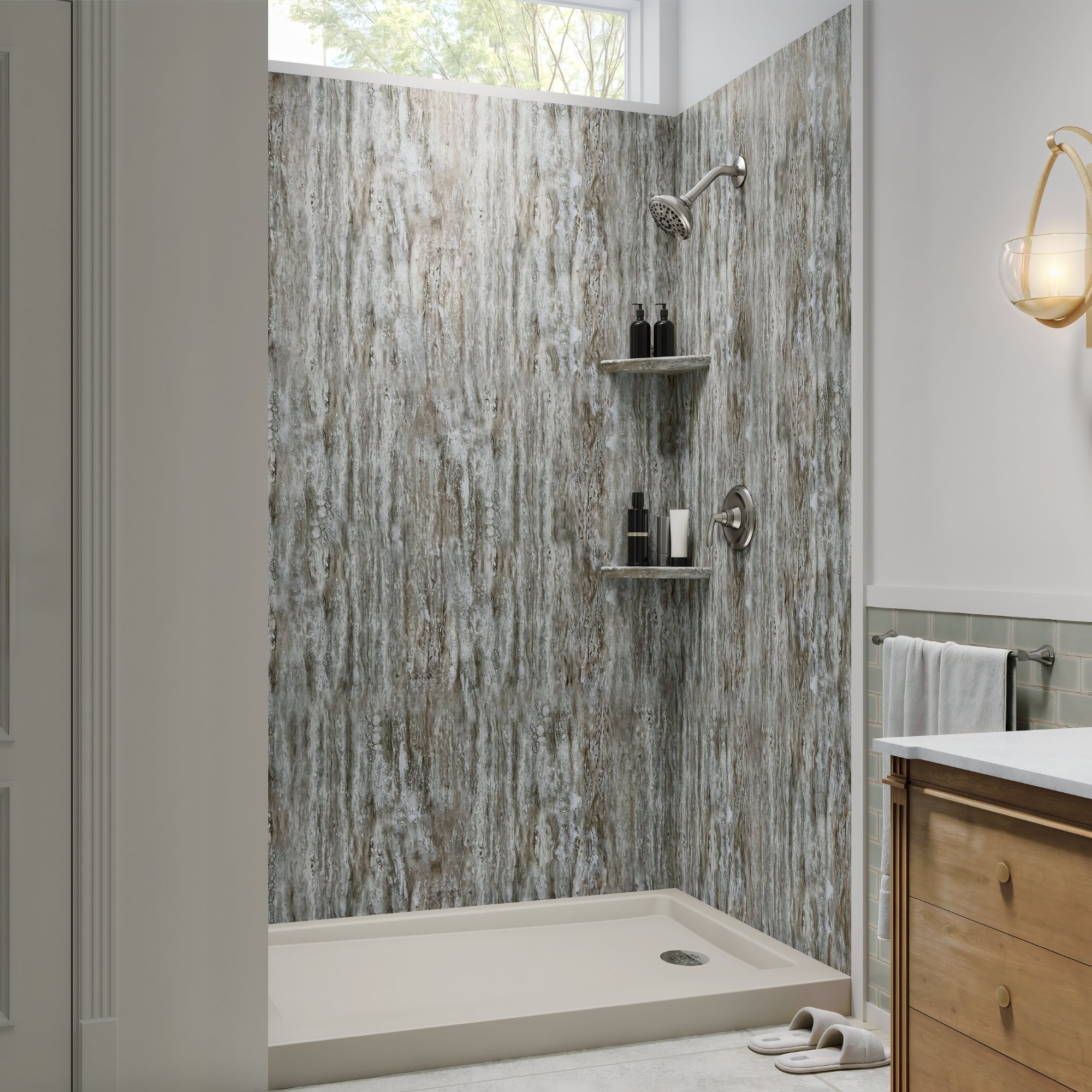 Marble Cove walk-in shower with niche